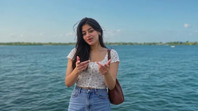 A playful gesture to the camera